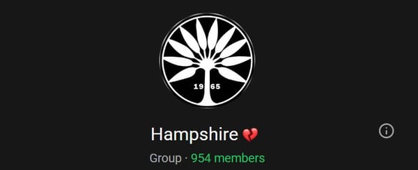 Banner for a Hampshire </3 whatsapp group with 954+ members